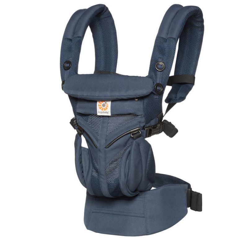 Blue baby carrier on a white background