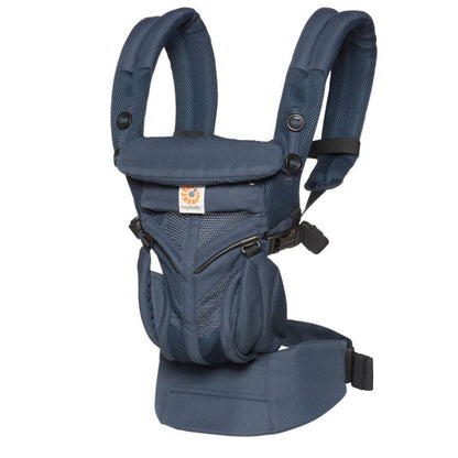 Blue baby carrier on a white background