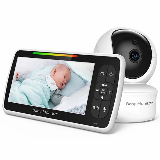 Baby Monitor - Two Way Talk - VOX mode - Night vision -BABY SLEEPING ON THE COT - WRITE BACKGROUND