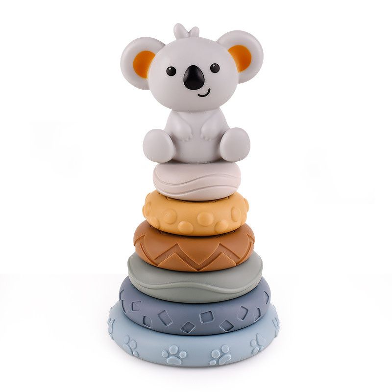 Stacking toy with a koala design on a white background